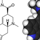 Structure of lysergic acid diethylamide (LSD), captured in 2D and 3D.